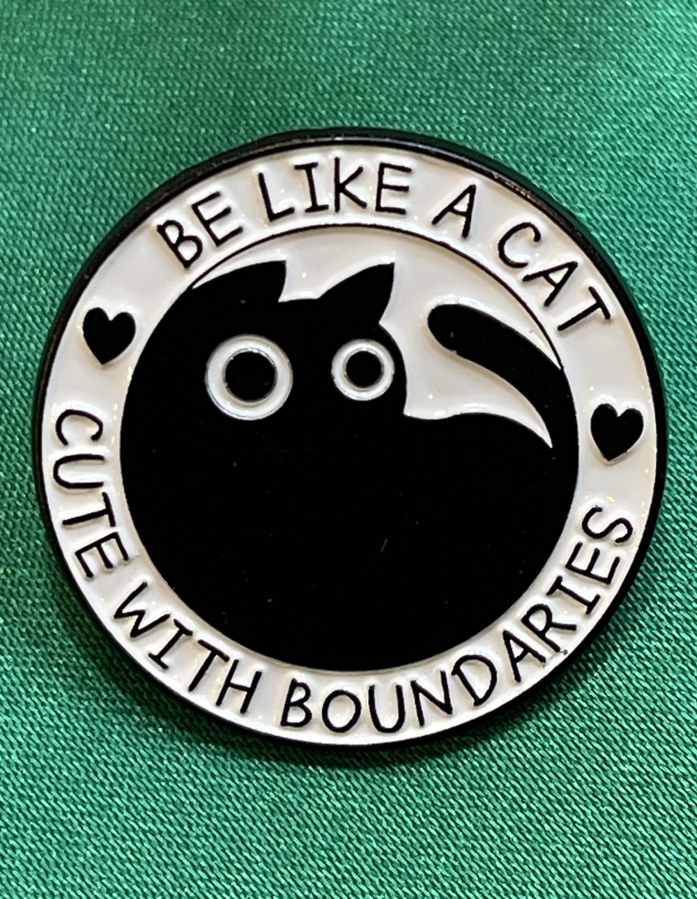 NWOT Black Enamel Cat Pin Brooch Be Like A Cat Cute With Boundaries Lapel Kitten